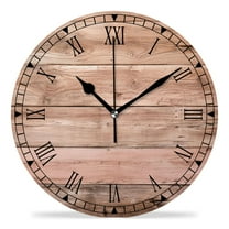 erolrail Rustic Wall Clock,Silent Non Ticking Wall Clocks for Living Room,Bedroom,Kitchen 12IN Wood Plank Wall Background Beautiful