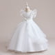 thumbnail image 5 of Gibobby vestido de Papá Noel Niños Niños Niñas Verano Sin Mangas Encaje Bowknot Malla Vestido Largo Princesa Vestido De Rendimiento De Piano (Blanco, 10-12 años), 5 of 5