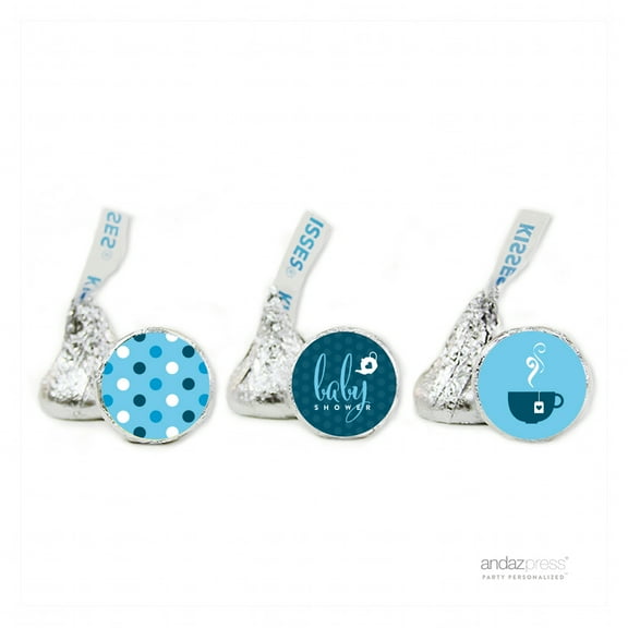 Party Baby Blue Tea Party Boy Baby Shower Hershey´s Kiss Favor Labels, 216-Pack