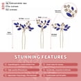 thumbnail image 5 of Miallo Elegant Gold Hair Pin Set with Blue Rhinestone, 3 Count Shimmering Marquise Crystal Leaf Branch Bobby Pins for Brides and Bridesmaids, 5 of 7