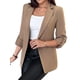 thumbnail image 3 of Blazer de Larga para Mujer, Informal, de Negocios, con Abertura Frontal, para Trabajo y Oficina. Caqui XXL, 3 of 6