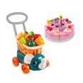 thumbnail image 3 of Carrito de compras para niños, carrito de supermercado de juguete, carrito de supermercado de simulación verde, 3 of 9