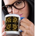 thumbnail image 2 of 3drose, Yellow Abstract with Ferns., 15oz Two-tone Blue Mug, 2 of 6