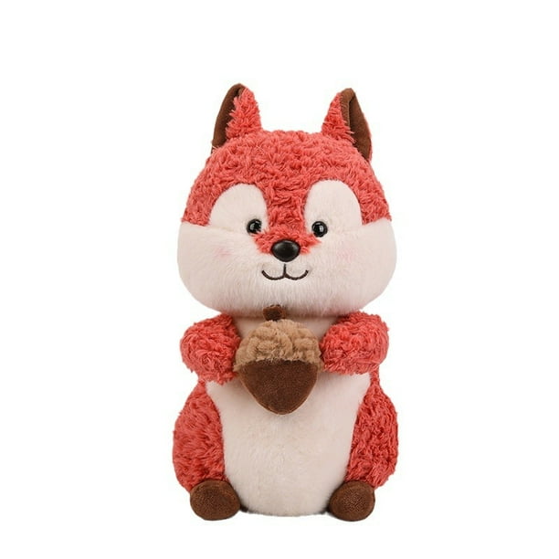Muñeca de peluche con forma de ardilla roja con dibujos animados, 38 cm