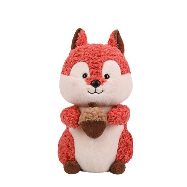 Muñeca de peluche con forma de ardilla roja con dibujos animados, 38 cm