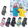 thumbnail image 3 of Guantes de esquí cálidos de invierno para niños y niñas, guantes de snowboard impermeables y resistentes al viento, talla M de 4 a 8 años, color verde, 3 of 5