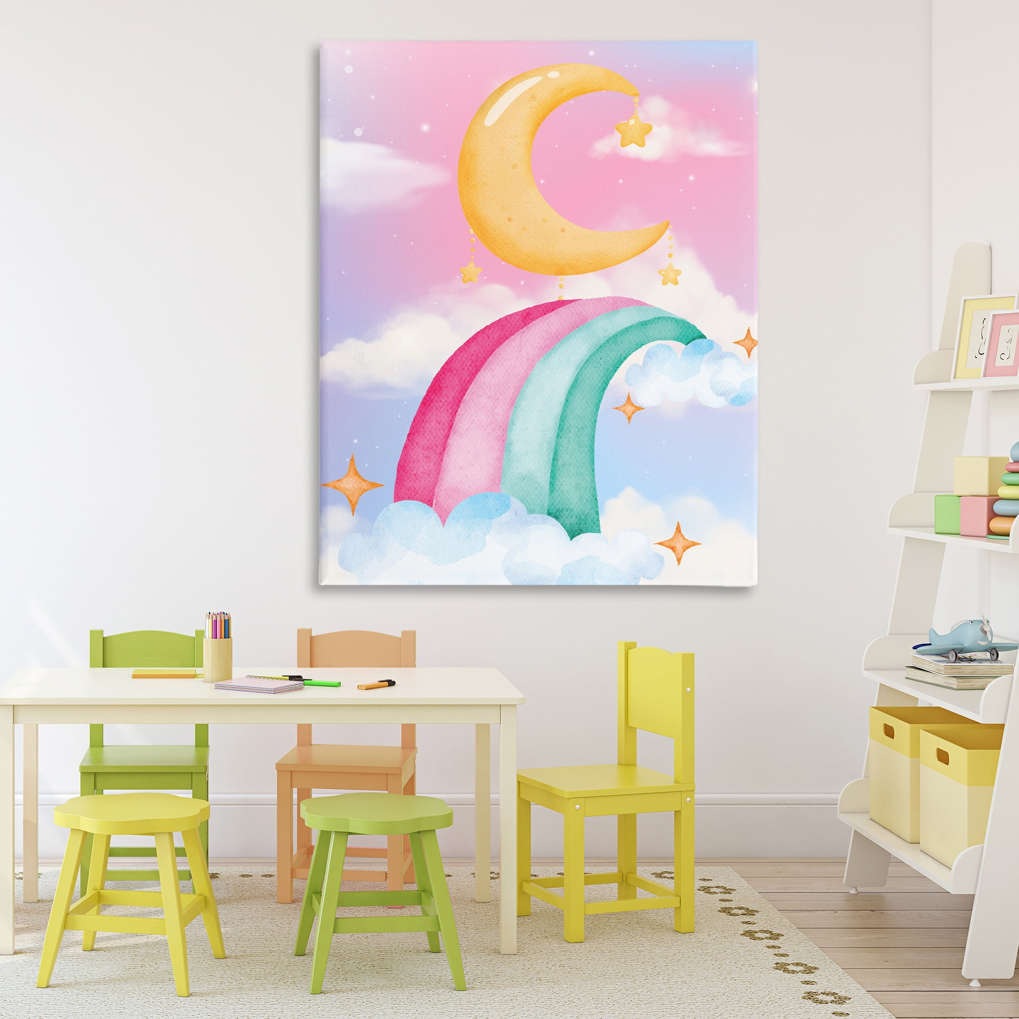 Moon Rainbow in Clouds Canvas Wall Art, design by Jesse Keith
