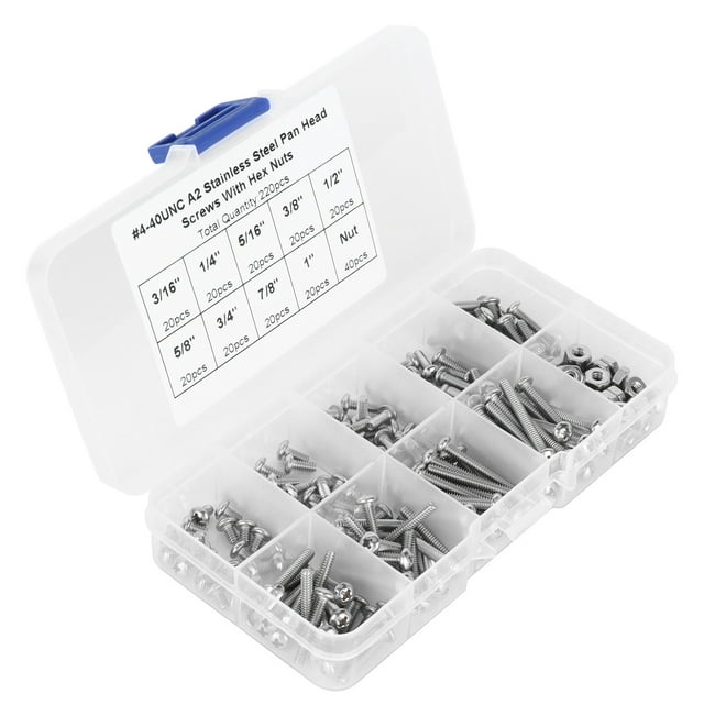 Screw Kit Assorted, 304 Stainless Steel Cross Pan Screws Set Wide Application For Professionals Use 180pcs #8-32UNC,220pcs #4-40UNC,250pcs #6-32UNC