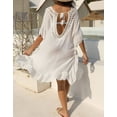 thumbnail image 5 of Beach Coverup Dress Crochet Hollow Out V Neck Swimwear Bikini Batwing Sleeve Swimsuit Cover Ups Bathing Suit Cover Up Alsol Lamesa, 5 of 6