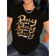 thumbnail image 2 of Pray Letter Print T-shirt, Casual Crew Neck Short Sleeve Top For Spring & Summer, Women's Clothing Tee For Adult, Men, Women, Teen, Teenager, Adolescent, Youth, 2 of 5