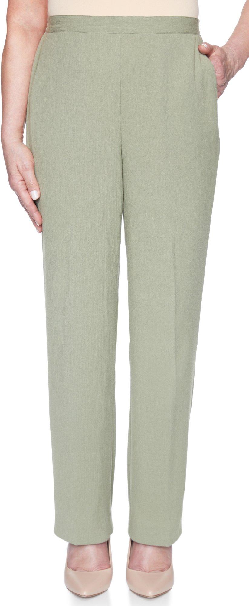 Alfred Dunner Womens Palo Alto Crinkle Proportioned Pants 12 Sage green