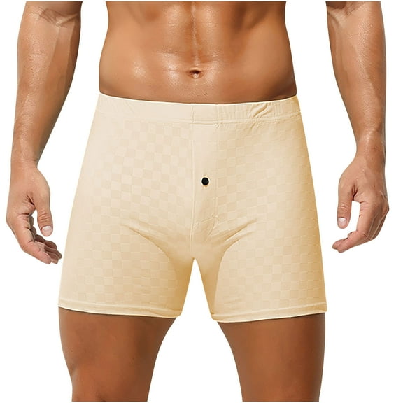 Men's Checkerboard Underwear Elastic Waist Casual Underpants Solid Color Lightweight Performance Boxer Brief Underwear