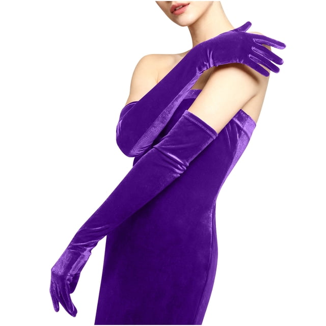 Gants pour Femmes, Mode Décontractée Satin Velours Soirée Longs, Longs Gants Satin