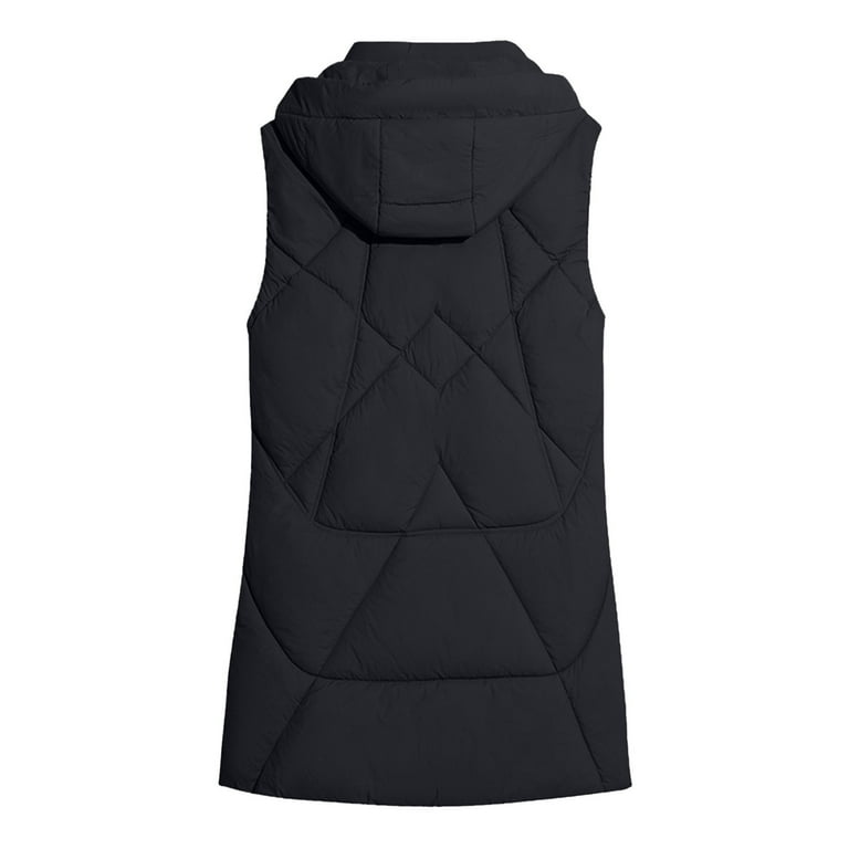 successthop Puffer Vest for Women Plus Size Black Sleeveless Down
