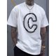 thumbnail image 1 of Simple and fashionable C-letter printed men's round neck short sleeved T-shirt, comfortable and breathable casual sports top suitable for spring and summer vacation leisure, 1 of 5