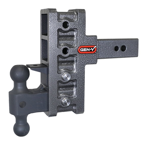 GEN-Y GH-1924 MEGA-DUTY Adjustable 6" Offset Drop Hitch with GH-0161 Dual-Ball, GH-0162 Pintle Lock for 2.5" Receiver - 32,000 LB Towing Capacity - 3,500 LB Tongue Weight