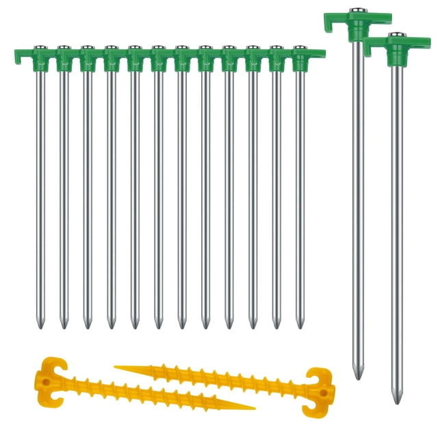 Estacas para Tienda AVOFOREST Resistentes para Camping 14 piezas 25 cm Verde
