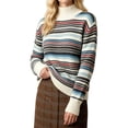 thumbnail image 4 of LUVDA Women's Striped Knit Sweaters Long Sleeve Turtleneck Pullover Casual for Fall Winter, 4 of 7