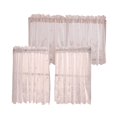 thumbnail image 1 of GUOOL Embroidered Lace Cafe Curtain Kitchen Curtain Tier &Valance Set Pink_1, 1 of 9