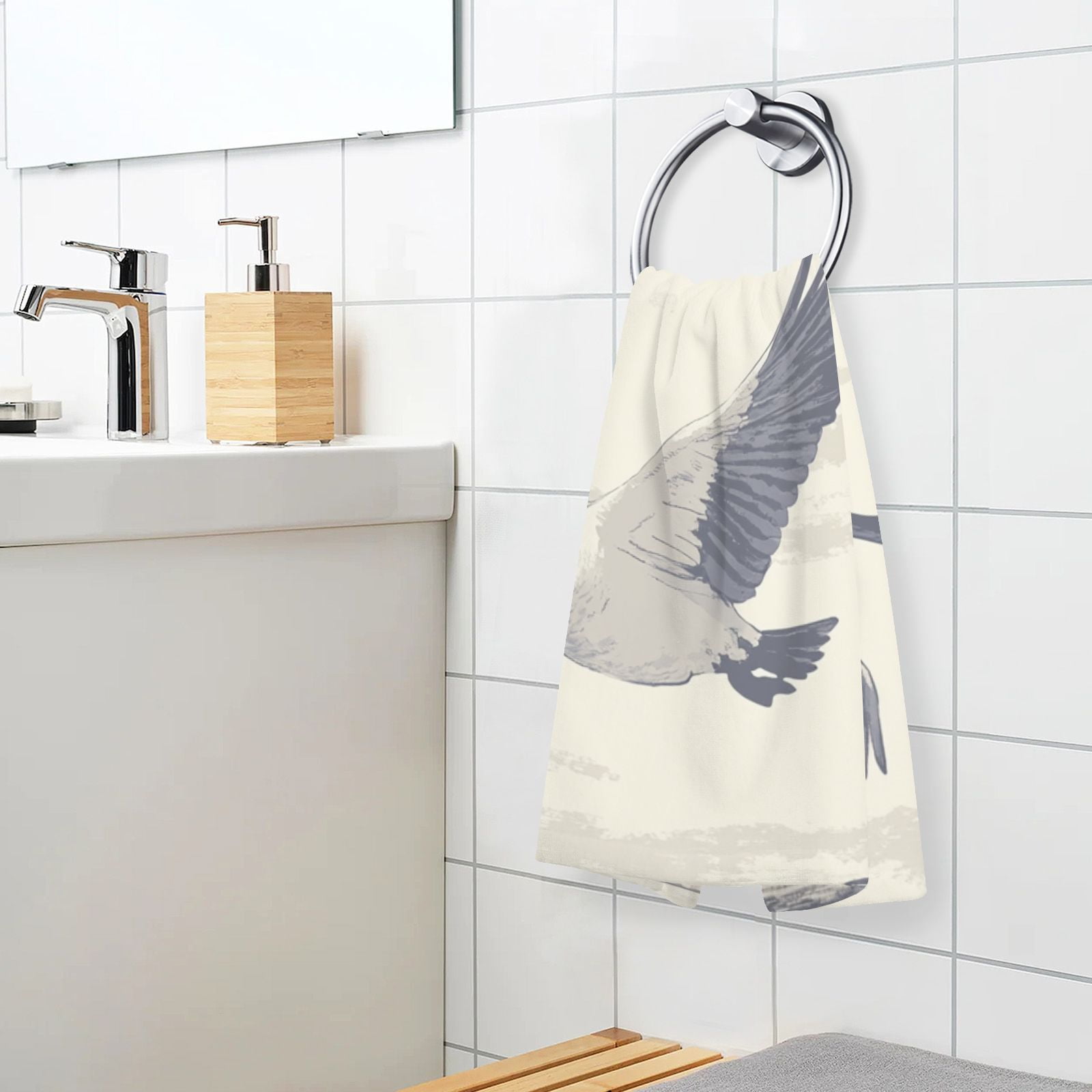 Flying Geese Hand Towels Cotton Bath Towels Large Face Towels Absorbent for Bathroom 2 Packs
