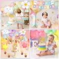 thumbnail image 5 of 1st Birthday Decorations for Girls, First Birthday Party Decorations with Month Photo Banner, 1 Foil Balloon, Cake Topper, Rainbow Happy Birthday Triangle Banner, 5 of 8