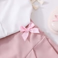 thumbnail image 6 of SONGGE Toddler Girls Summer Formal Outfit Sets Short Sleeve Blouse With Letter Print Skirt For Party Wear Back To School Holiday Clothes Sets, 6 of 8