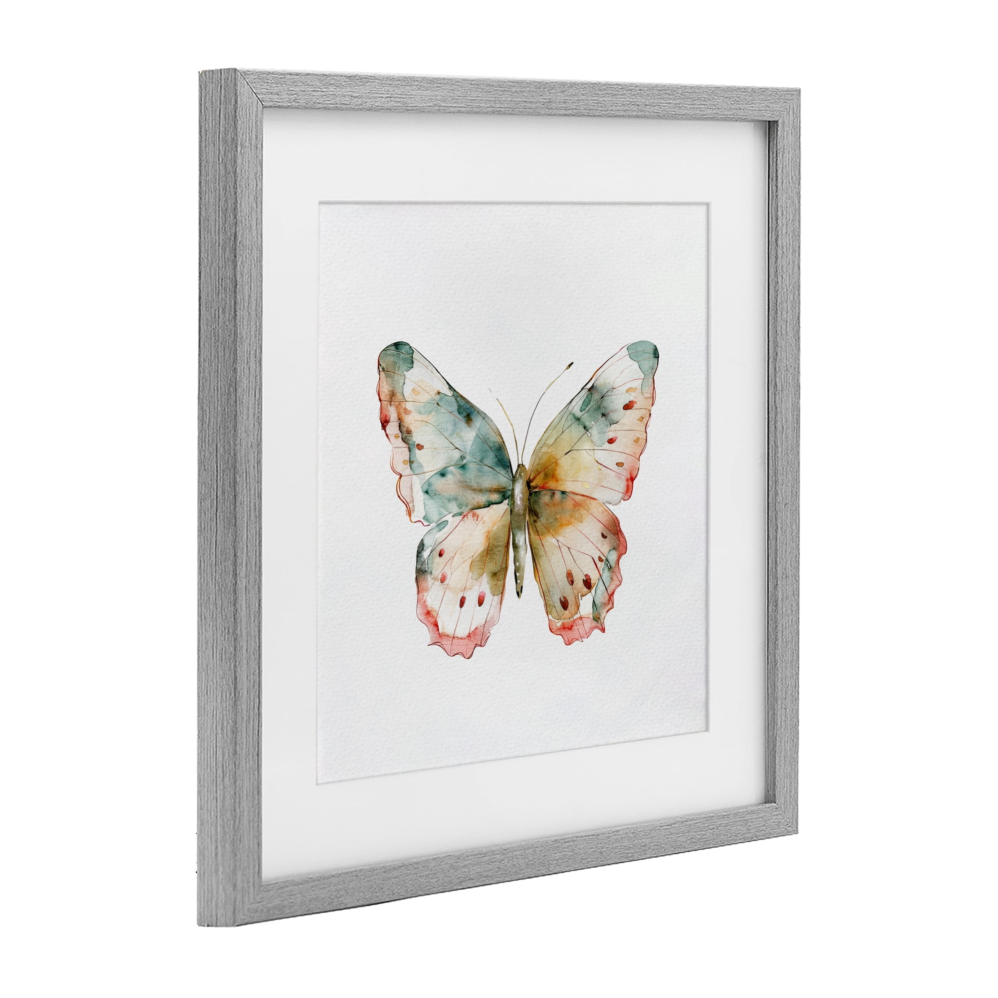 Stupell Industries Muted Watercolor Butterfly Gray Framed Print Under Glass, design by Kim Allen