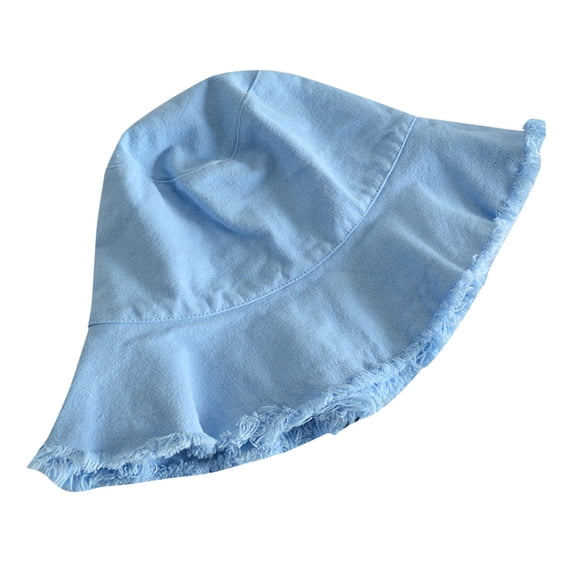 Blue Bucket Hats Fisherman Hat Women'S Summer Visor Simple Casual Hat Trimmed Basin Hat Foldable Washed Cloth Hat