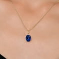 thumbnail image 3 of Gem Stone King 14K Yellow Gold Blue Created Sapphire Pendant Necklace | 3.30 Cttw | Gemstone September Birthstone | Oval 10X8MM | Gold Necklace for Women | With 18 inch Gold Chain, 3 of 6
