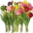 thumbnail image 1 of Travelwant Artificial Tulips Real Touch Artificial Tulips Flowers, Fake Tulips Bouquet PU Real Touch Tulip Fake Flowers for Home Office Wedding Arrangement Party Decorations, 1 of 7