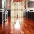 thumbnail image 2 of GigrtiJin Mens Trendy Capris Pants Plaid Printed Elastic Waisted Drawstring Wide Leg Pants Loose Casual Pants, 2 of 7