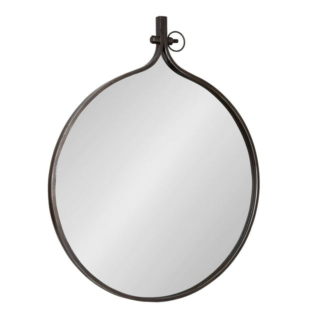 Kate and Laurel Yitro Round Wall Mirror, 30 x 37, Bronze, Decorative Versatile Rustic Wall Decor
