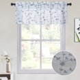 thumbnail image 1 of Haperlare 52" W x 15" L Sheer Valance Curtains Leaf Embroidered Kitchen Voile Valances Cafe Curtains Semi Sheer Bathroom Curtain Windows, Gray, 1 Panel, 1 of 6