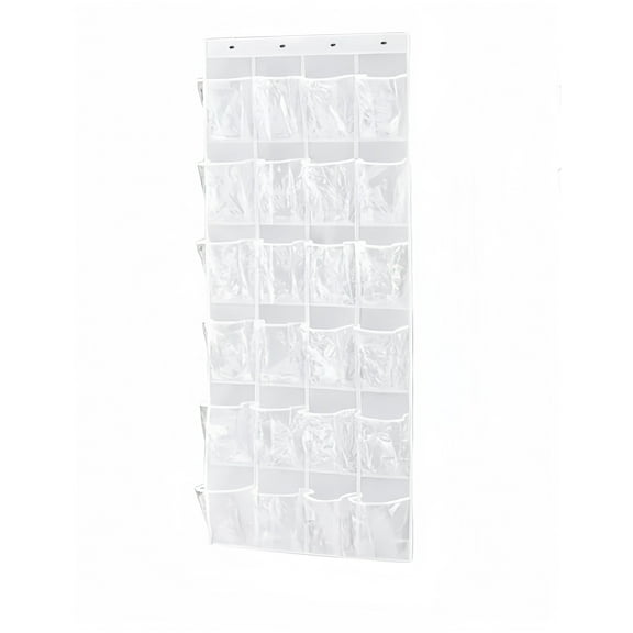 Simple Houseware 24 Pockets White Over The Door Hanging Shoe Organizer 64 x 19 Inches