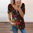 thumbnail image 2 of Xihbxyly Zippered Tops for Women Plus Size V Neck T Shirts Women Short Sleeve Shirt Half Zipper Blouse Loose Comfortable Print Top Blouse Graphic Tee Shirts 2024 Summer Tops #4, 2 of 6