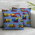 thumbnail image 3 of Autua Construction Vehicles Graphic Decorative Pillow Cover for Home Couch, Living Room, Bed, Sofa - Square Pillowcase 1PC 24x24in, 3 of 5