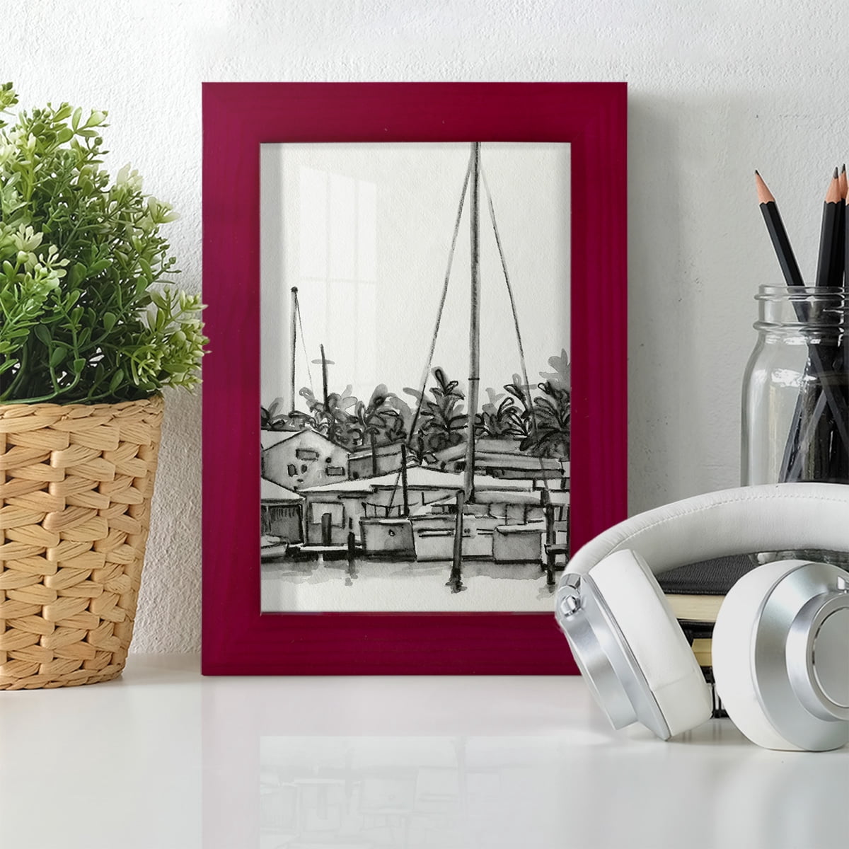 Neutral Tropics III - Framed Print w/glass - Cherry Red