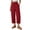 Red, variant on cocolona Womens Summer Casual Capri Linen Pants Elastic Waist Drawstring Wide Leg Cropped Beach Lounge Pants with Pockets
