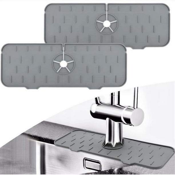2 fundas de silicona para grifo de cocina, alfombrilla para grifo de cocina, protector contra salpicaduras lavable para fregadero de cocina, alfombrilla de cocina de silicona con drenaje
