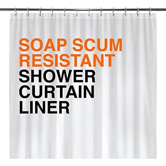 LiBa PEVA 10-Gauge Shower Curtain Liner, 72” W x 72” H - White, PEVA 10G Extra Heavy Duty Thickness, Waterproof Shower Curtain Liner