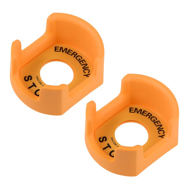 Cubierta protectora de botón de interruptor de presión de 30 mm de Uxcell con círculo de advertencia naranja, paquete de 2