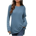 thumbnail image 3 of Bovxnpu Fall Winter Plus Size Tops for Women, Womens Long Sleeve Shirt Tops Loose Casual Fall Thick T Shirts Winter Outs Trendy Clothes, 3 of 8