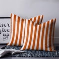 thumbnail image 2 of 18x18 Pillow Covers Set of 2, Burnt Orange Striped Throw Pillow Covers Decorative Couch Cushion Case, Thanksgiving Orange White Stripes Microfiber Square Pillowcases for Bedroom Car Living Room, 2 of 7