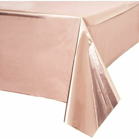 

Rose Gold Plastic Tablecloth for Pink Birthday Party (54 x 108 in 3 Pack)