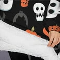 thumbnail image 3 of Oversized Wearable Blanket Hoodie,Black Halloween Pumpkin Faces Sherpa Blanket Hoodie with Super Pockets,Super Warm Fuzzy Pullover for Women & Men, 3 of 6
