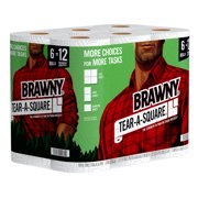 Brawny Paper Towels, Tear-A-Square, 6 Double