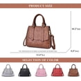 thumbnail image 5 of Women's Retro Top Handle Satchel Bag PU Leather Casual Work Crossbody Shoulder Bag Stitching Handbag and Purse, 5 of 7