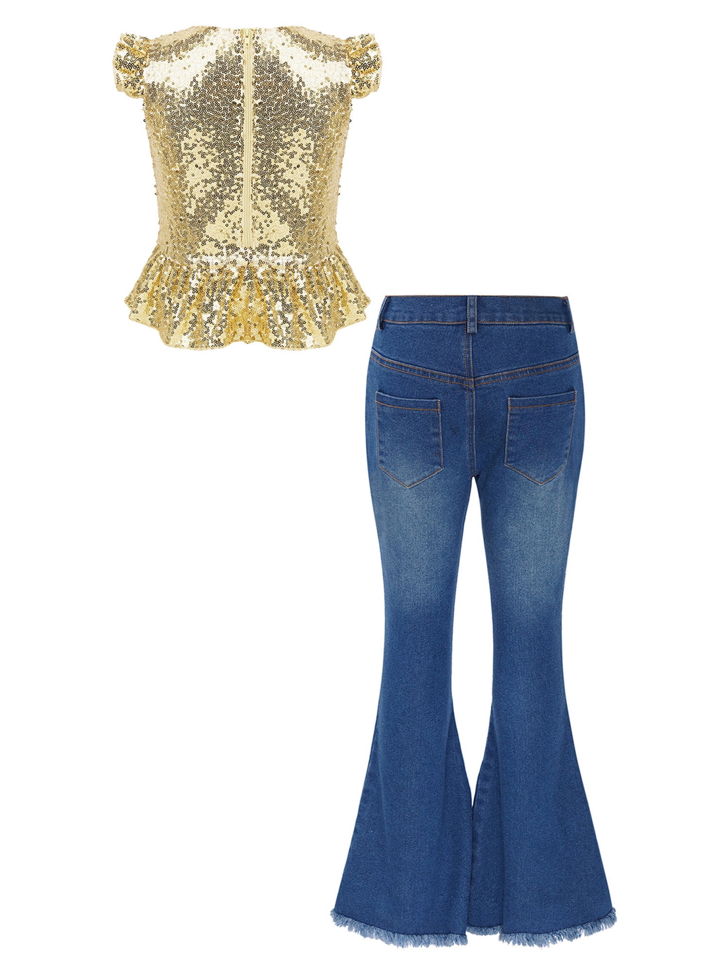 denim ruffle crop top