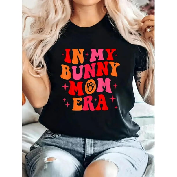 Camiseta estampada 100 % algodón para mujer, de manga corta y cuello redondo, ideal para uso diario y para el tiempo libre.