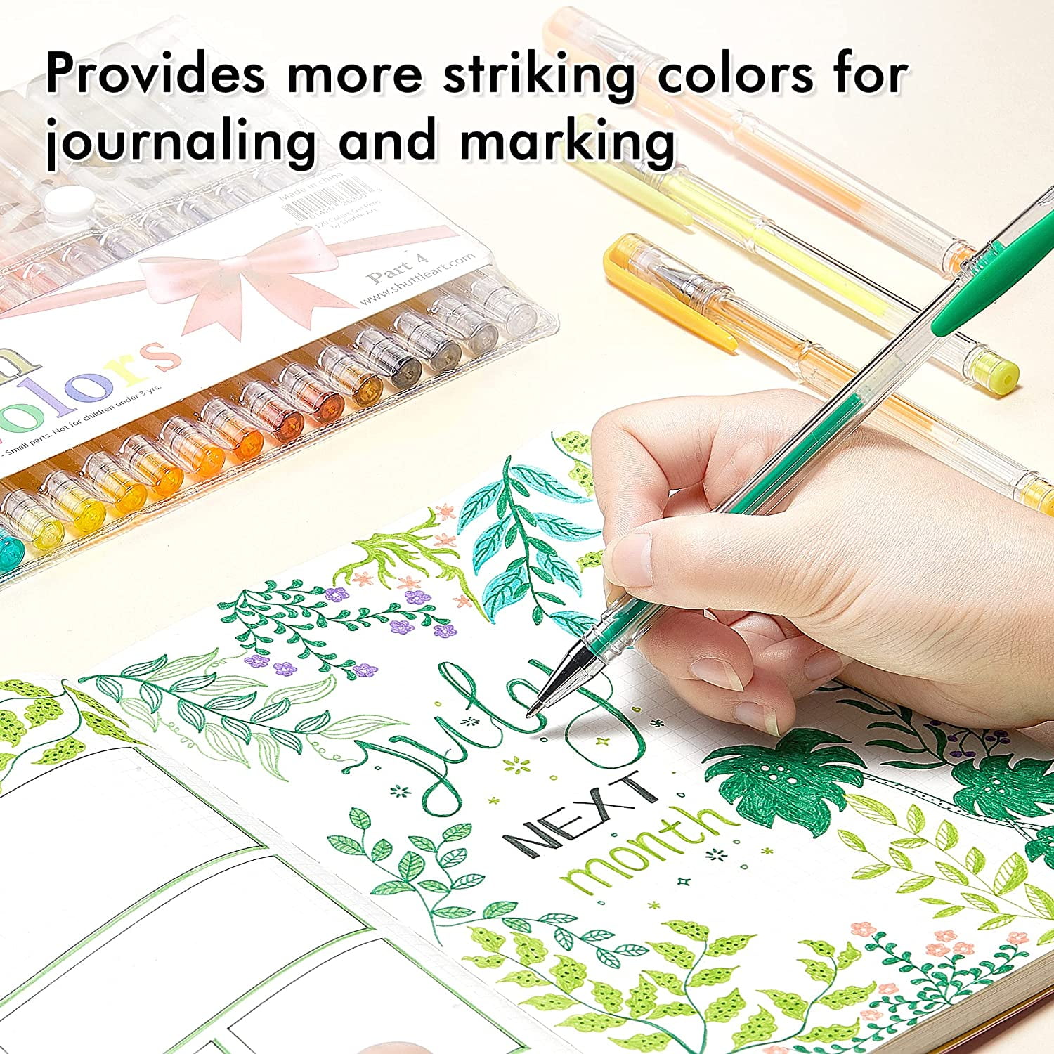 Shuttle Art Gel Pens Bundle, 120 Unique Colors (No Duplicates) Gel Pens Set  + 180 Gel Pen Refills, 7 Color Types for Kids Adults Coloring Books